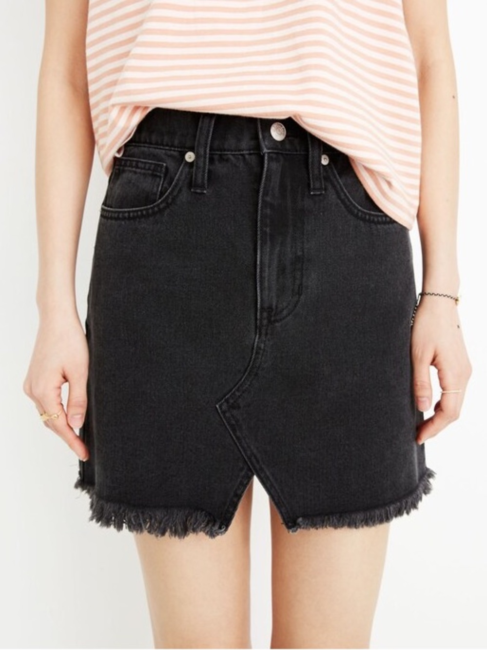 💕 MADEWELL rigid denim a line mini skirt in lunar wash cut out edition size 27